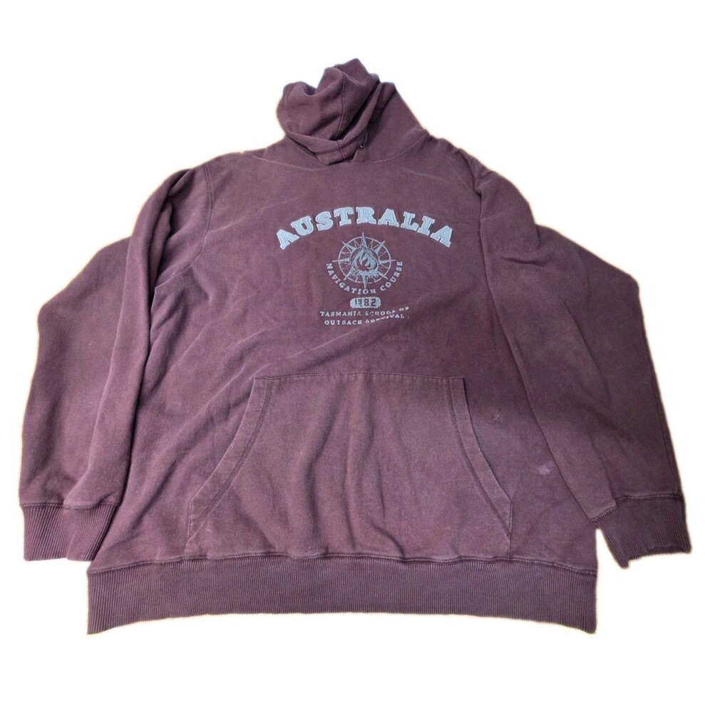 Australia Navigation Course Industrial Exchange Burgandy Hooded Sweatshirt Men's
